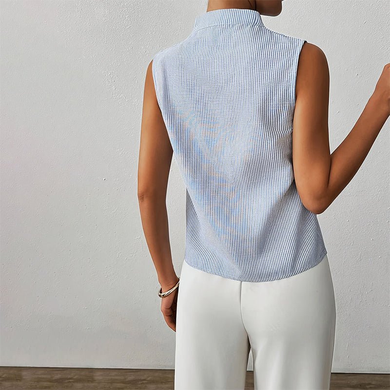 Clara | Damen Bluse ärmellos gestreift V-Ausschnitt