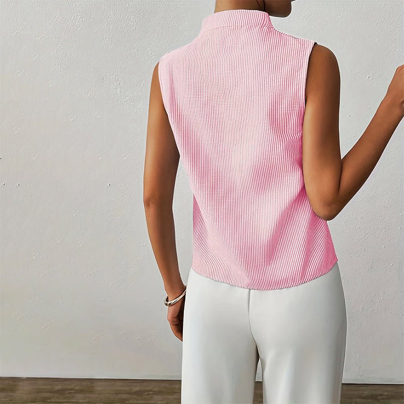 Clara | Damen Bluse ärmellos gestreift V-Ausschnitt