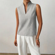 Clara | Damen Bluse ärmellos gestreift V-Ausschnitt