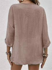 Emilia | Damen Bluse V-Ausschnitt Dreiviertelarm Baumwolle