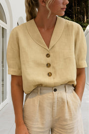 Marie | Damen Bluse V-Ausschnitt Kurzarm Business Casual
