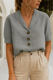Marie | Damen Bluse V-Ausschnitt Kurzarm Business Casual