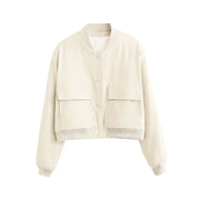 Damen Bomberjacke in Blouson-Optik mit Taschendetail