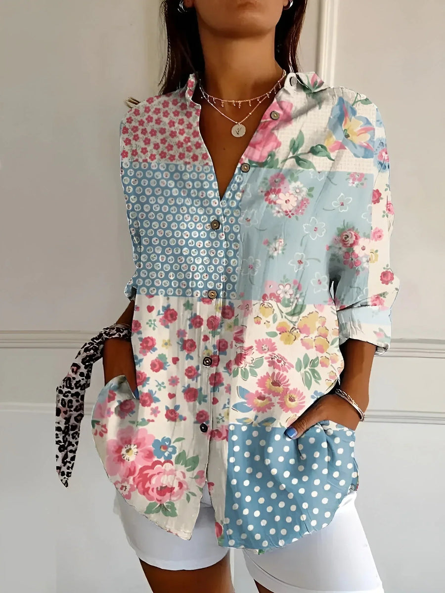 Damenbluse mit langen Ärmeln und floralem Muster