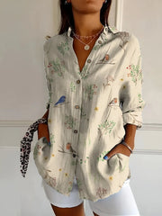 Damenbluse mit langen Ärmeln und floralem Muster