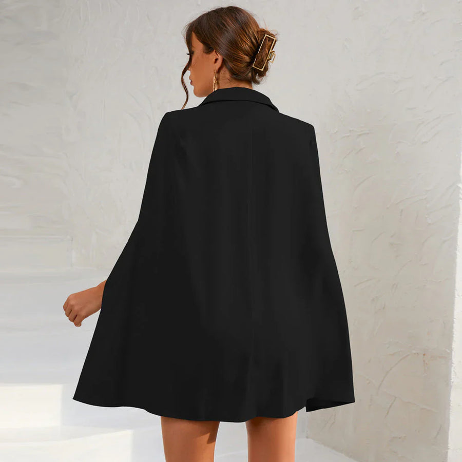 Damen Cape Blazer Kleid mit Doppelknopfleiste