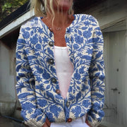 Damen Cardigan mit Blumenmuster und Knopfdetails