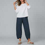 Annika | Damen Culotte mit elastischem Bund Sommer Leinen