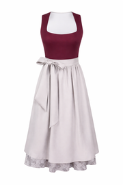 Damen Dirndl Kleid mit breitem Trägeransatz, Taillenband und Spitzenrock