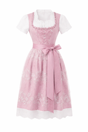 Damen Dirndl Kleid mit Perlenbesatz, Spitzeneinsatz und Bindeschleife