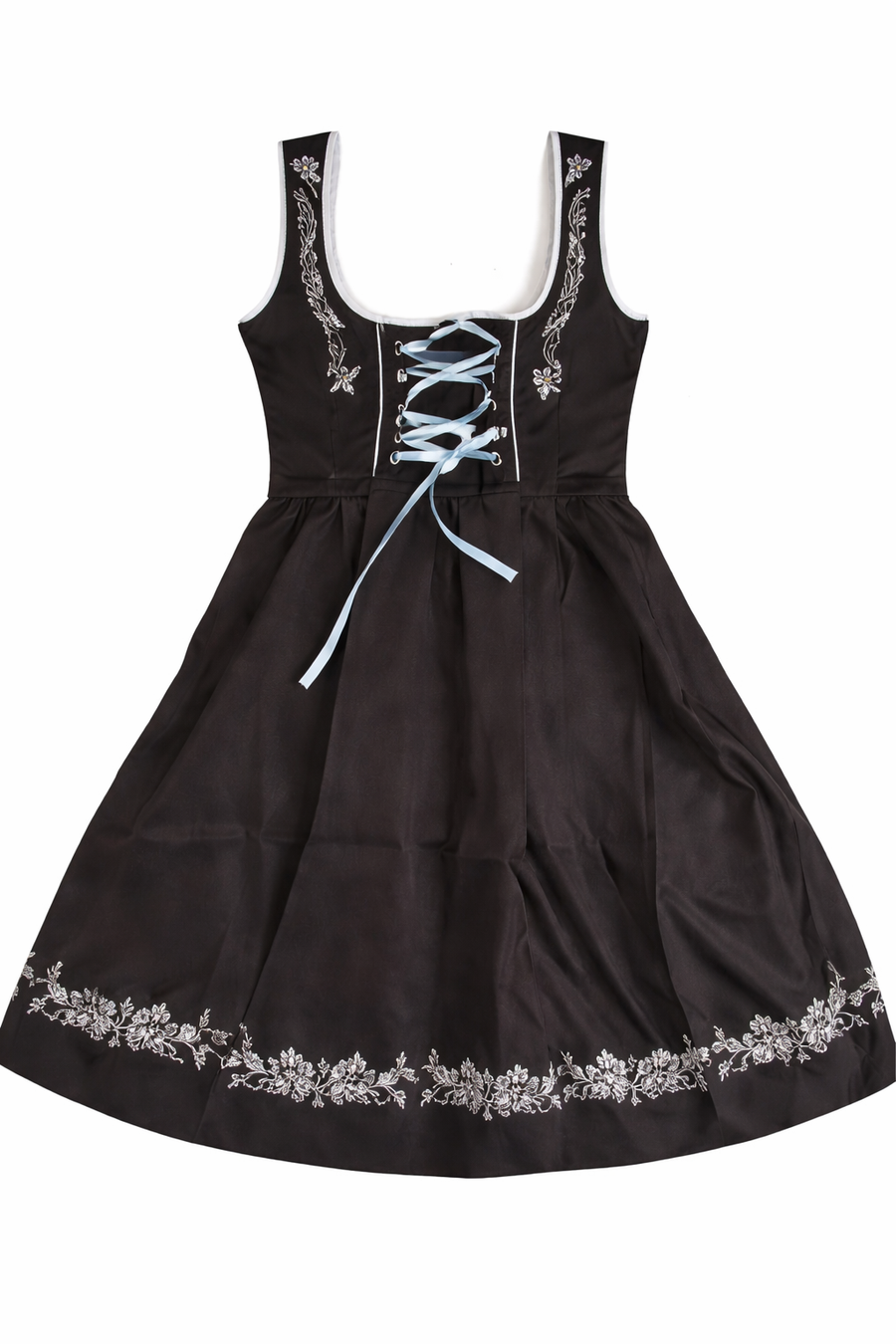 Damen Dirndl Kleid mit Stickerei, Schnürung und Schürzenband