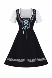 Damen Dirndl Kleid mit Stickerei, Schnürung und Schürzenband