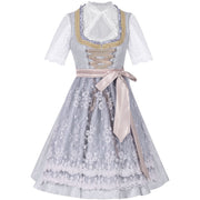 Damen Dirndl Kleid mit Zierkette, Schnürfront und bestickter Schürze