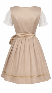 Damen Dirndl Kleid mit Zierkette, Schnürfront und bestickter Schürze