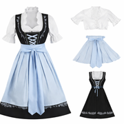 Damen Dirndl Set mit Bluse, Schnürung und Schürze