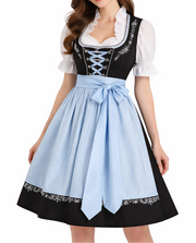Damen Dirndl Set mit Bluse, Schnürung und Schürze