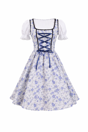 Damen Dirndl Set mit floralem Muster, Schnürfront und Schürze