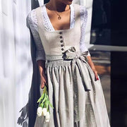 Damen Dirndl Set mit Knopfleiste und Schürze