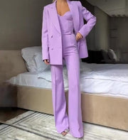 Marlene | Damen Dreiteiler Blazer-Set mit Korsett-Top und Schlaghosen