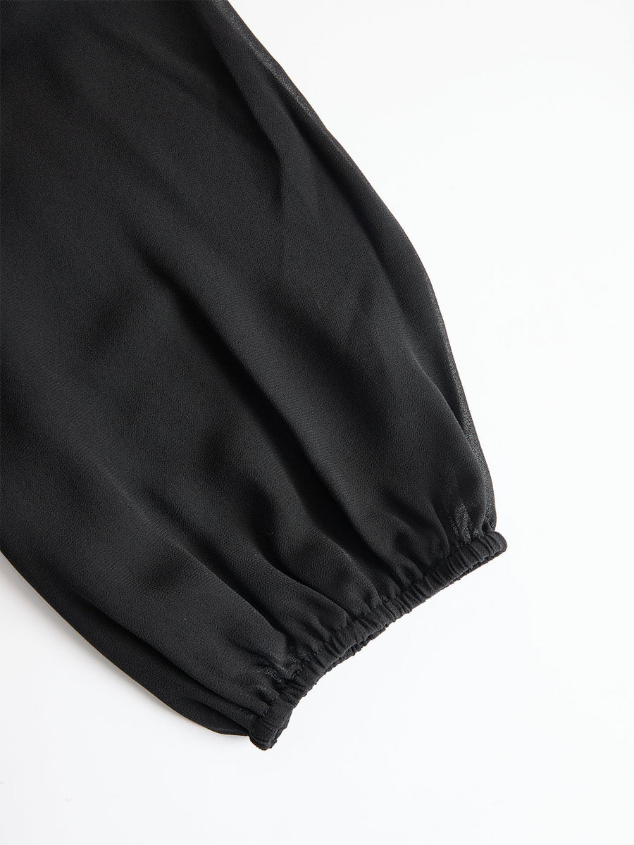 Damen Dreiteiliges Set mit Transparentem Oberteil und Weiter Hose
