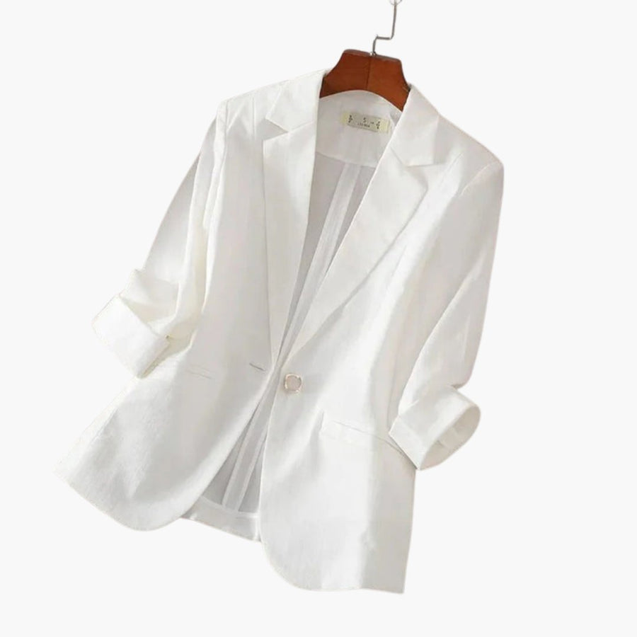 Sophie | Damen Dreiviertelarm Leinen Blazer mit Knopfverschluss