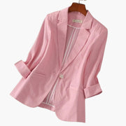 Sophie | Damen Dreiviertelarm Leinen Blazer mit Knopfverschluss