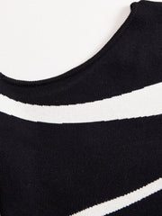 Damen Ein-Schulter Strickkleid in Midilänge mit Formgebenden Einsätzen