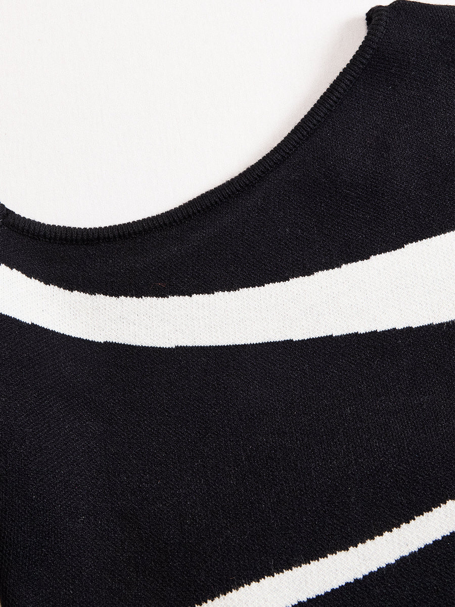 Damen Ein-Schulter Strickkleid in Midilänge mit Formgebenden Einsätzen