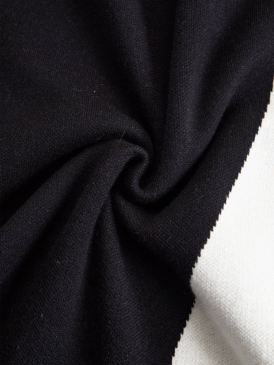 Damen Ein-Schulter Strickkleid in Midilänge mit Formgebenden Einsätzen