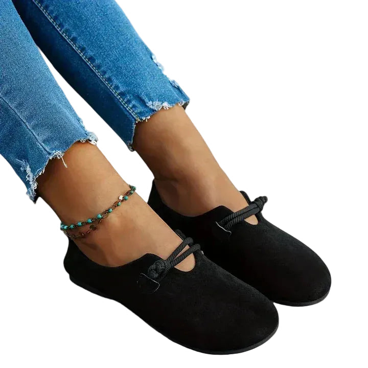 Damen Flache Schuhe mit Riemenstruktur und Geschlossener Form