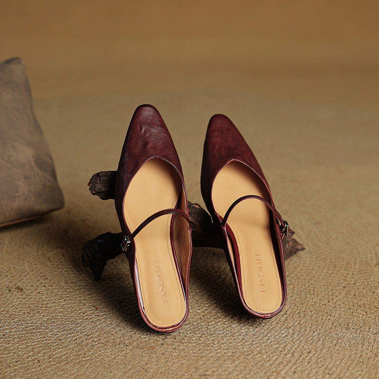 Damen Flache Schuhe mit Spitze, Riemen und Schnallenverschluss