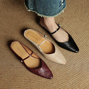 Damen Flache Schuhe mit Spitze, Riemen und Schnallenverschluss