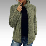 Damen Fleecejacke mit Reißverschluss und Stehkragen