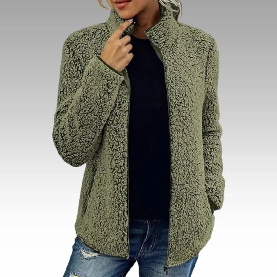 Damen Fleecejacke mit Reißverschluss und Stehkragen