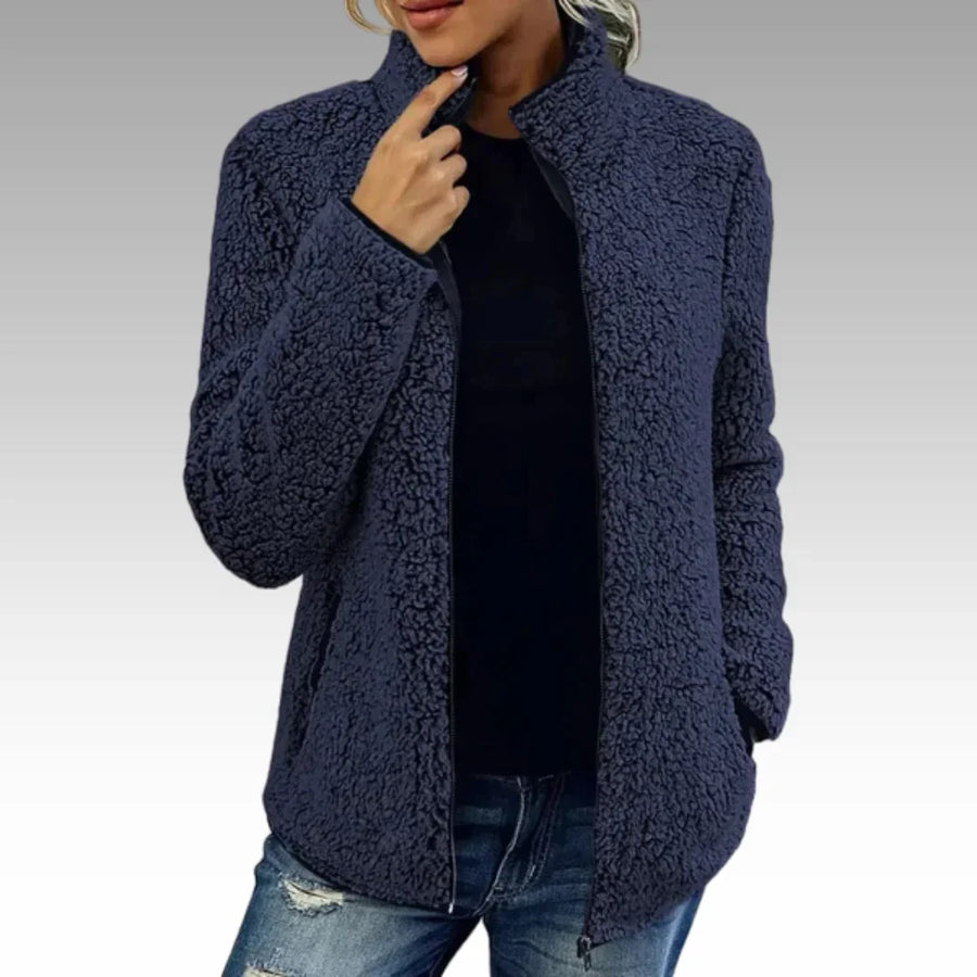 Damen Fleecejacke mit Reißverschluss und Stehkragen