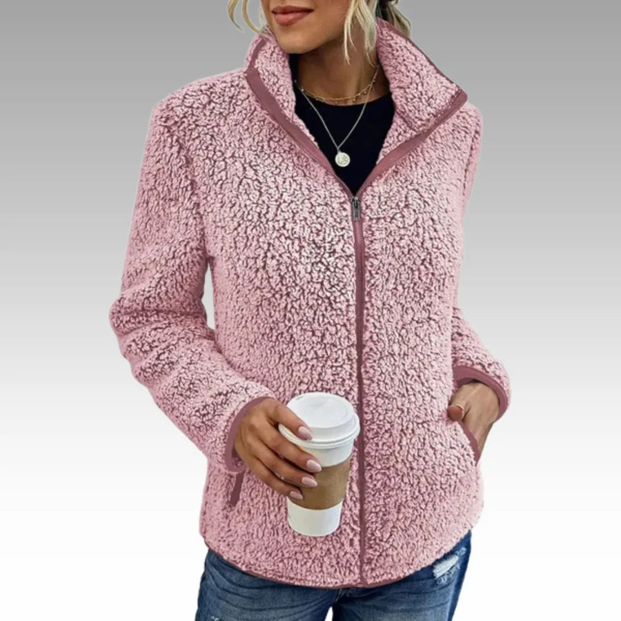 Damen Fleecejacke mit Reißverschluss und Stehkragen