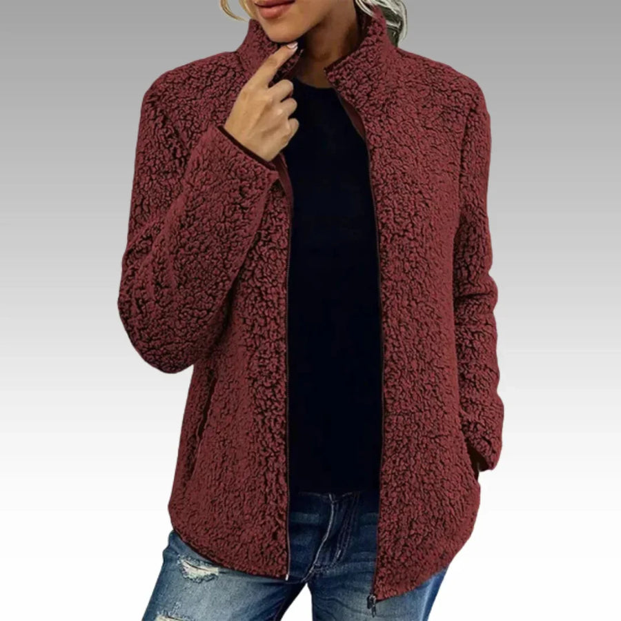 Damen Fleecejacke mit Reißverschluss und Stehkragen
