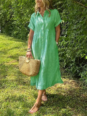 Mia | Damen Gestreiftes Kurzarm Midi-Shirtkleid