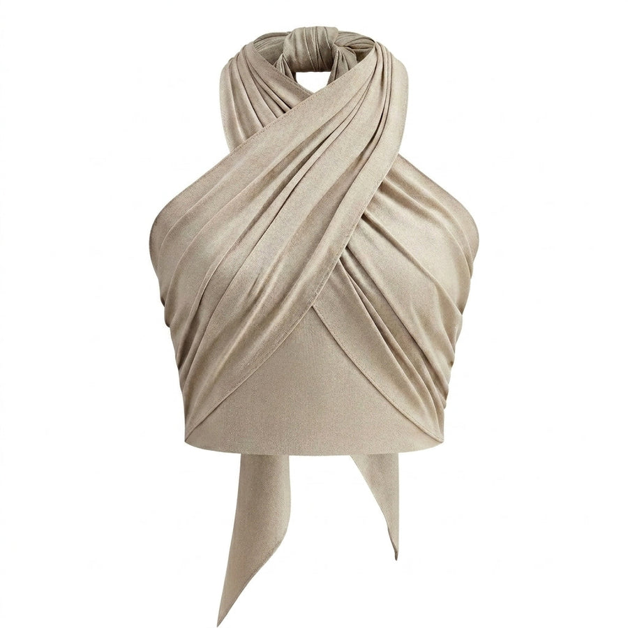 Damen-Halter-Top mit überkreuztem Ausschnitt und Wickeloptik