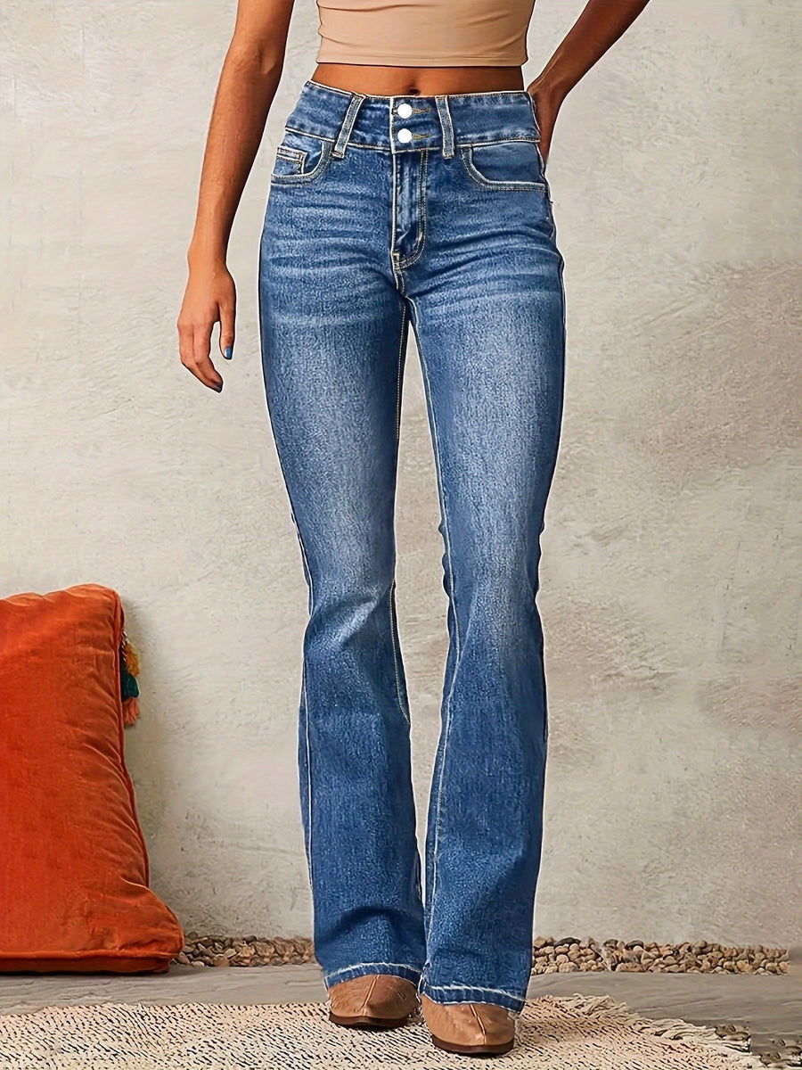 Frieda | Damen High Waist Bootcut Jeans Stretch Denim