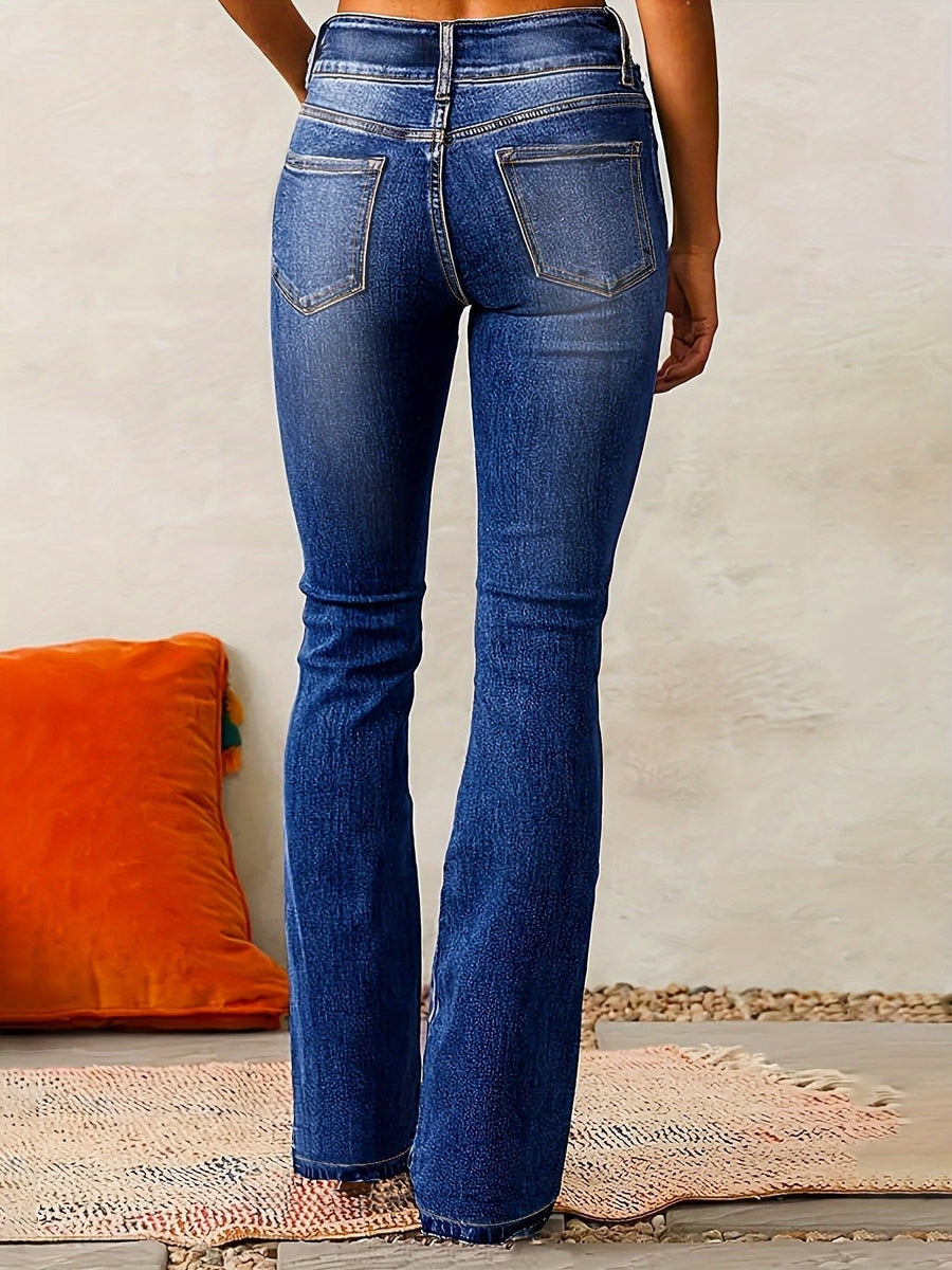 Frieda | Damen High Waist Bootcut Jeans Stretch Denim