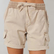 Marlene | Damen Hochbund Cargo Shorts mit Kordelzug