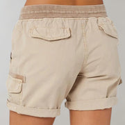 Marlene | Damen Hochbund Cargo Shorts mit Kordelzug