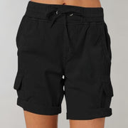 Marlene | Damen Hochbund Cargo Shorts mit Kordelzug