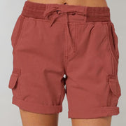 Marlene | Damen Hochbund Cargo Shorts mit Kordelzug