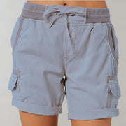 Marlene | Damen Hochbund Cargo Shorts mit Kordelzug