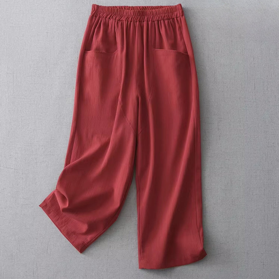 Damen Hose mit elastischem Bund und geradem Beinverlauf