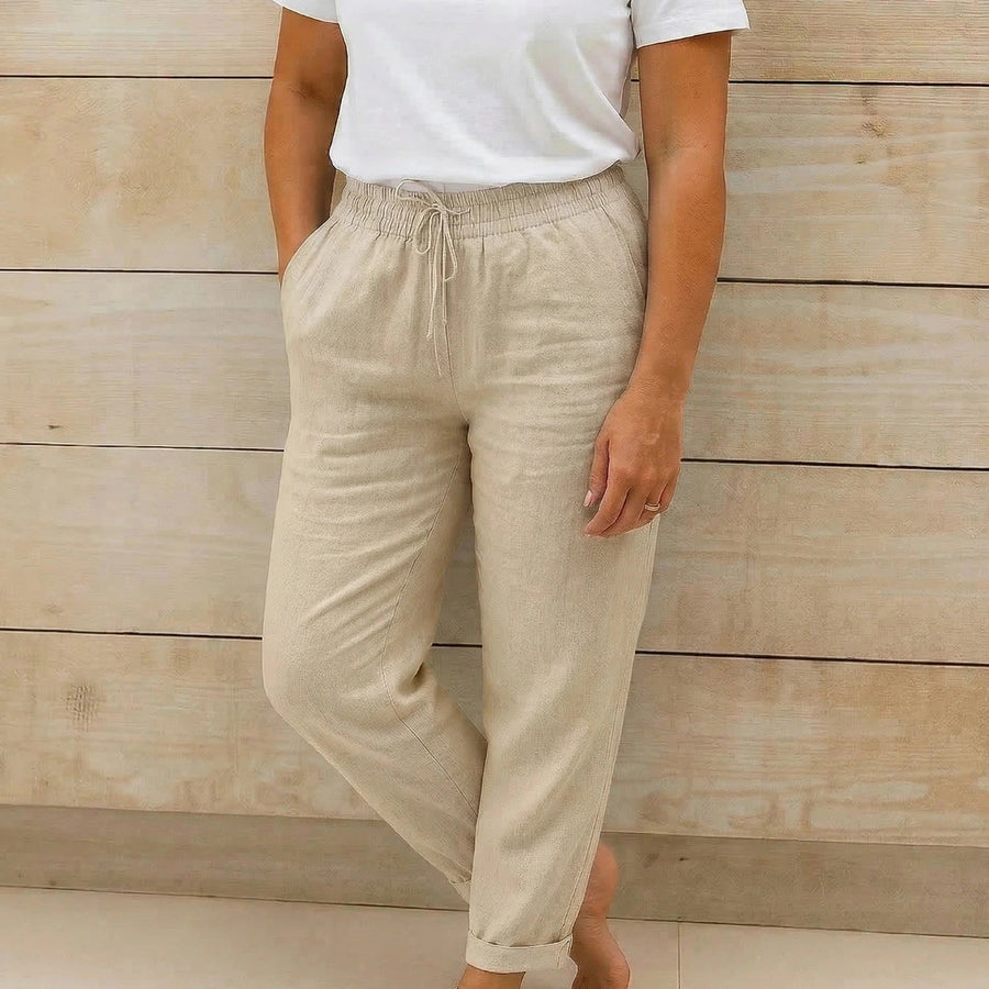 Damen Hose mit elastischem Bund und Kordelzug
