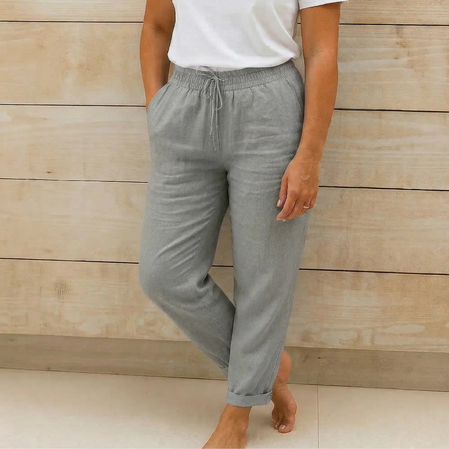 Damen Hose mit elastischem Bund und Kordelzug