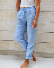 Damen Hose mit geradem Bein, elastischem Bund und Kordelzug
